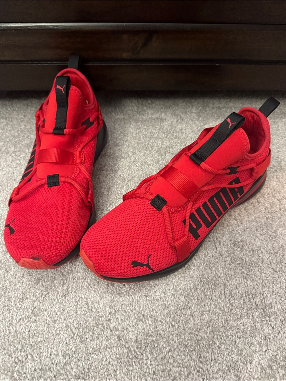 Puma Red and Black Slip-On Training Sneakers